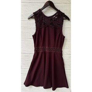 SPEECHLESS Womens Burgundy Sleeveless Mini Fit + Flare Dress S
